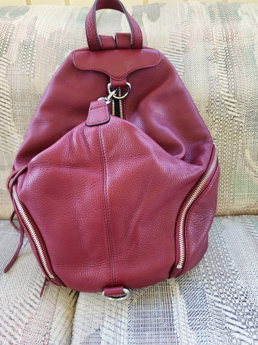 Rebecca Minkoff Burgundy Pebbled Leather Backpack